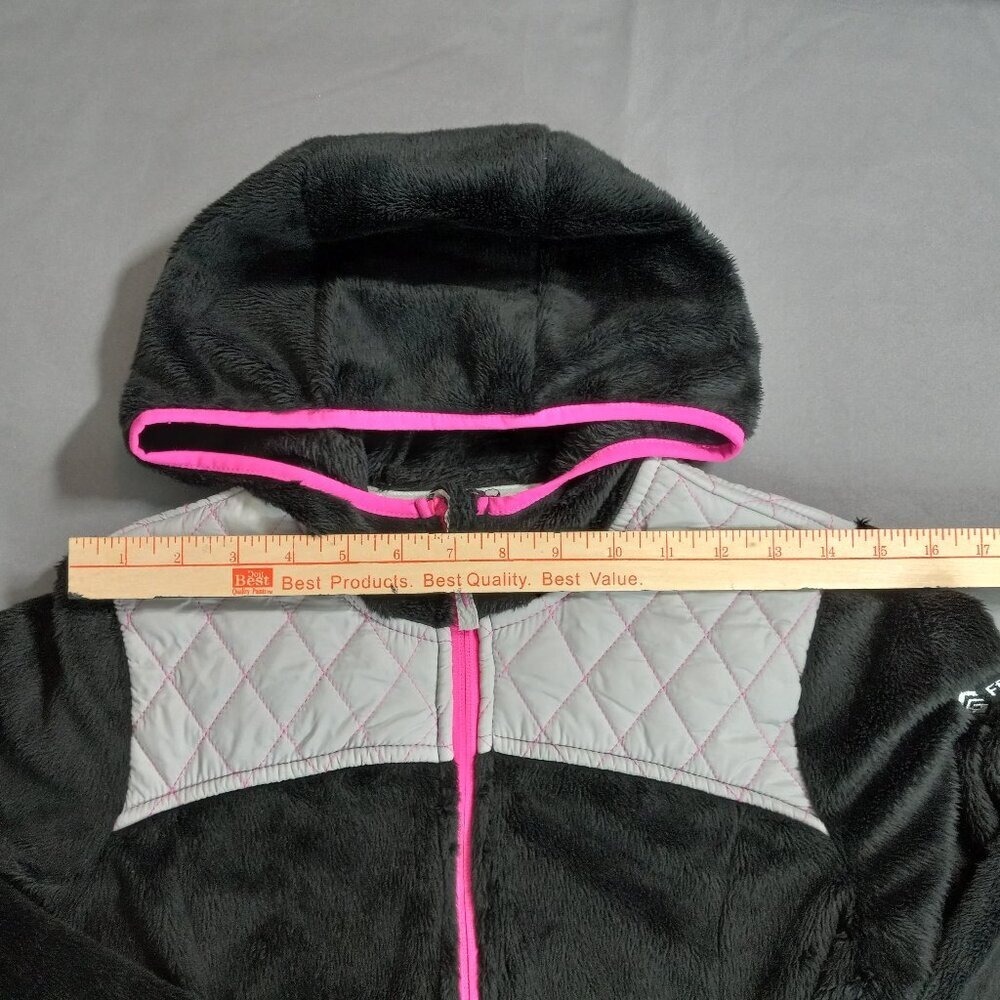 Free Country Girls XL 16 Black Pink Quilted Fleece Full Zip Hooded Jacket - Picture 7 of 13